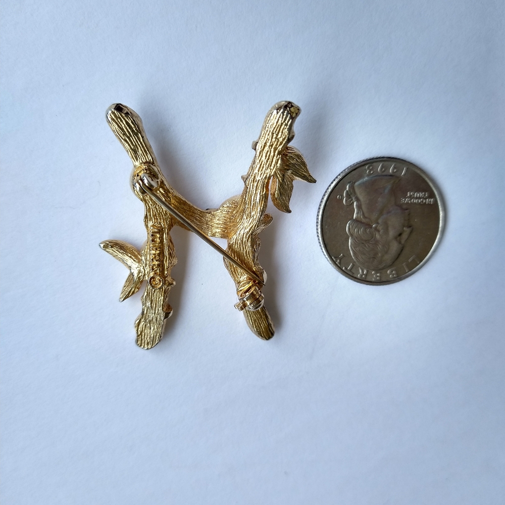 Gold Leaf Branch Brooch - Picture 2 of 3